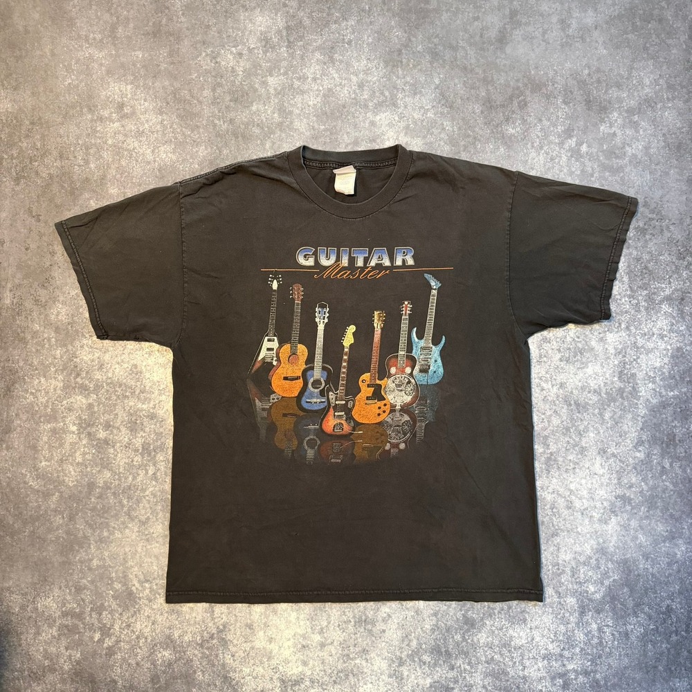 Vintage Guitar‎ Master Graphic T-Shirt Mens XL Black Short Sleeve Music